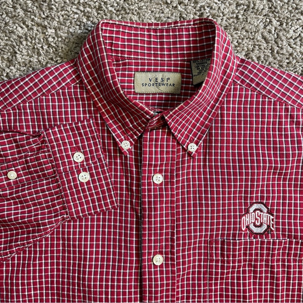 Vesi sportswear men’s medium casual Ohio State button-down shirt cotton athletic